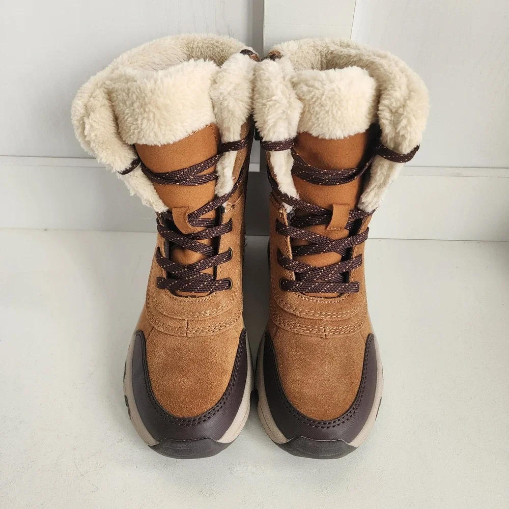 Easy Spirit Senorte Womens 5M Tan Suede‎ Faux Fur Lined Winter Snow Boots Brown